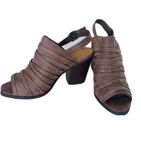 Rampage Poloma Women's Heel Sandals Vegan Block Heel Ankle Strap Brown Size 10 - Picture 2 of 9